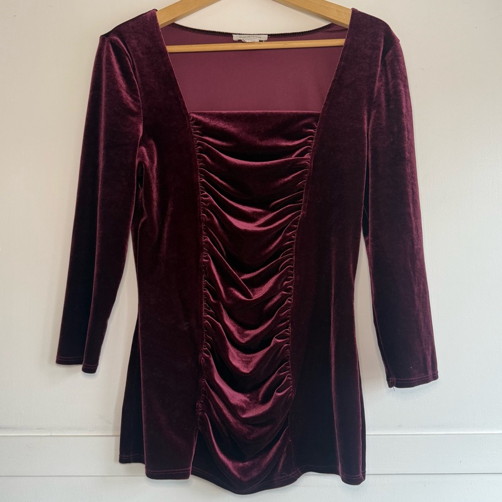 Ruched Velvet Top Blouse Square Neck Medium‎ Dark Romantic Whimsigoth